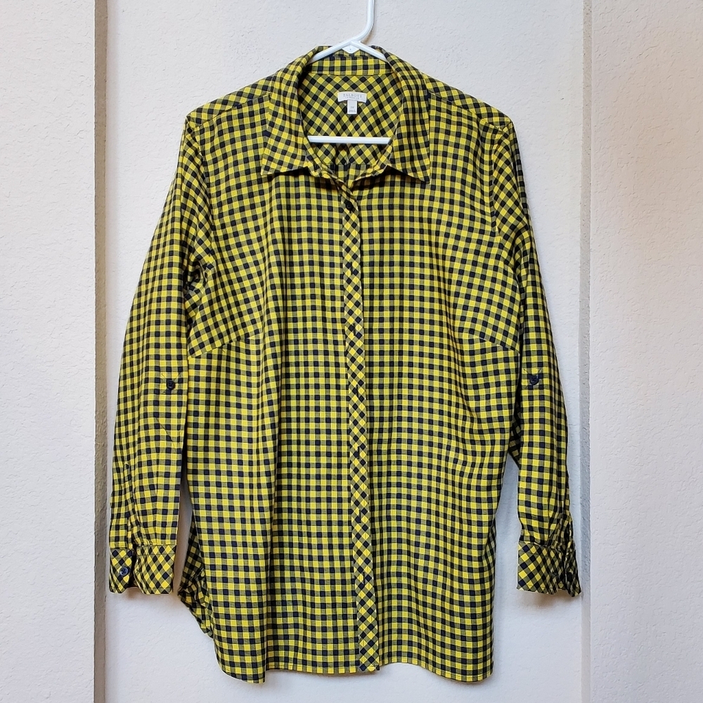 Talbots Long Sleeve Checkered Tab Sleeves Shirt. Size 2x